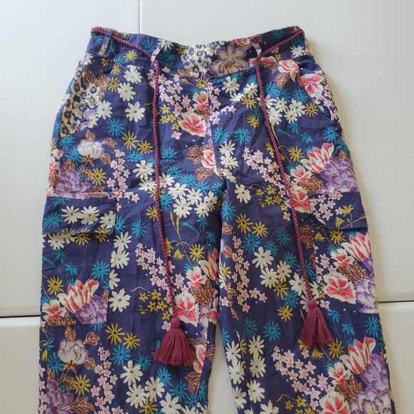 Sundance Pants Womens Small Purple Floral Cotton Drawstring Tassel Boho Lounge - Picture 5 of 10